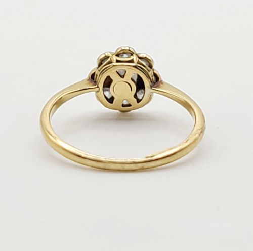 VICTORIAN PLATINUM SET 18CT GOLD CLUSTER RING SIZE L12 - ADDITIONAL PHOTO 5