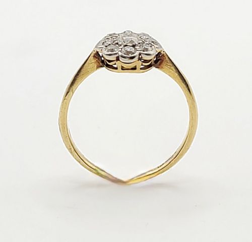 VICTORIAN PLATINUM SET 18CT GOLD CLUSTER RING SIZE L12 - ADDITIONAL PHOTO 7