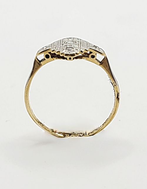 ART DECO DIAMOND 18CT GOLD PLATINUM RING SIZE M - ADDITIONAL PHOTO 7