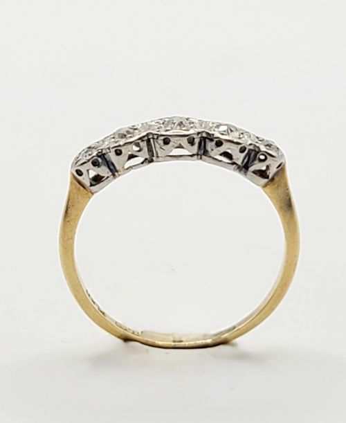 ART DECO 5 STONE DIAMOND PLATINUM 18CT GOLD RING SIZE P - ADDITIONAL PHOTO 7