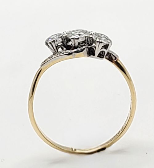 EDWARDIAN 1CT OLD CUT DIAMOND 18CT GOLD PLATINUM TRILOGY TWIST RING SIZE R - ADDITIONAL PHOTO 7