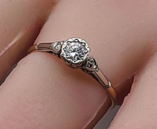 ART DECO 18CT GOLD PLATINUM 025CT DIAMOND SOLITAIRE RING SIZE O - ADDITIONAL PHOTO 2