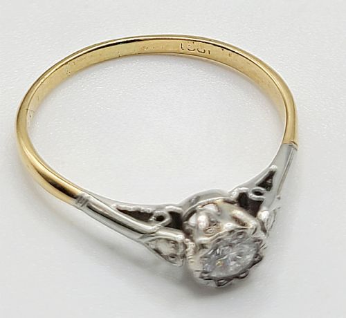 ART DECO 18CT GOLD PLATINUM 025CT DIAMOND SOLITAIRE RING SIZE O - ADDITIONAL PHOTO 3