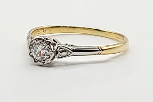 ART DECO 18CT GOLD PLATINUM 025CT DIAMOND SOLITAIRE RING SIZE O - ADDITIONAL PHOTO 5