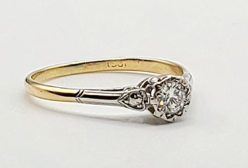 ART DECO 18CT GOLD PLATINUM 025CT DIAMOND SOLITAIRE RING SIZE O - ADDITIONAL PHOTO 6