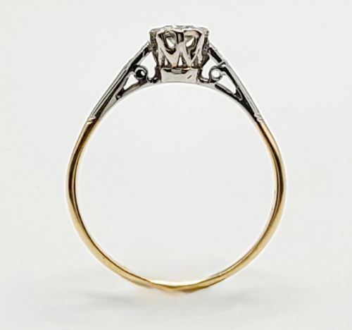ART DECO 18CT GOLD PLATINUM 025CT DIAMOND SOLITAIRE RING SIZE O - ADDITIONAL PHOTO 7
