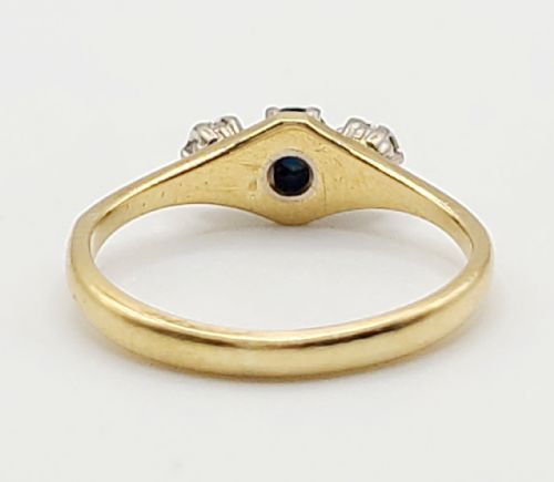 VINTAGE ROUND CUT SAPPHIRE DIAMOND 18CT GOLD RING B1969 K12 - ADDITIONAL PHOTO 4