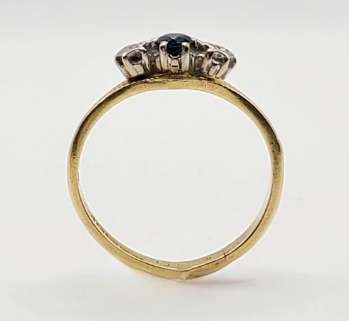 VINTAGE ROUND CUT SAPPHIRE DIAMOND 18CT GOLD RING B1969 K12 - ADDITIONAL PHOTO 7