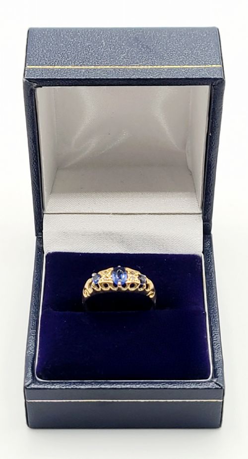 SAPPHIRE DIAMOND EDWARDIAN 18CT GOLD RING CHESTER1910 L - ADDITIONAL PHOTO 1