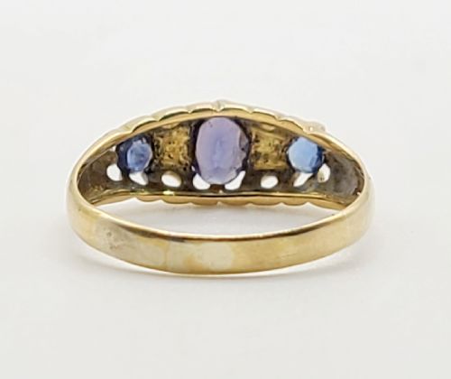 SAPPHIRE DIAMOND EDWARDIAN 18CT GOLD RING CHESTER1910 L - ADDITIONAL PHOTO 5