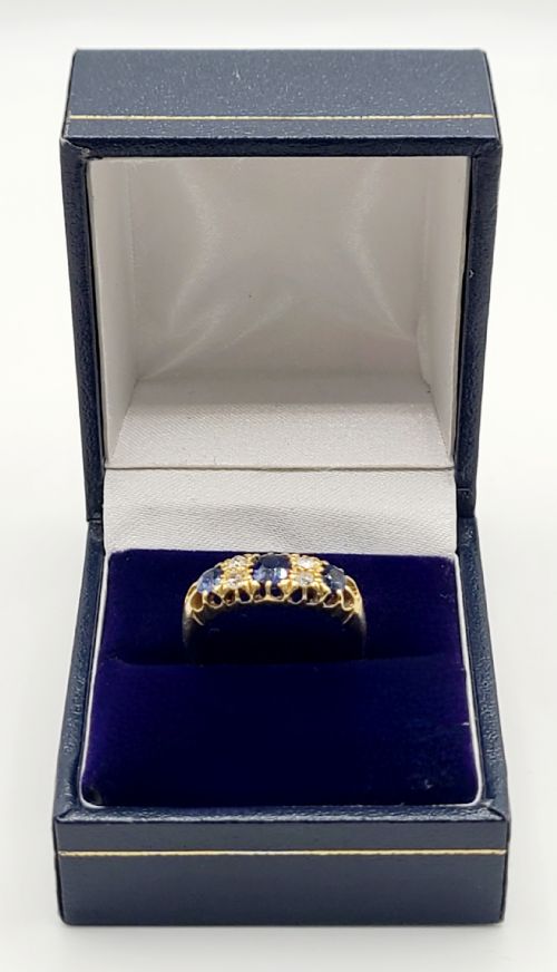 VICTORIAN SAPPHIRE DIAMOND RING C1880 SIZE O - ADDITIONAL PHOTO 1