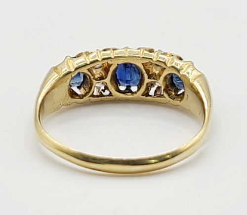 VICTORIAN SAPPHIRE DIAMOND RING C1880 SIZE O - ADDITIONAL PHOTO 4