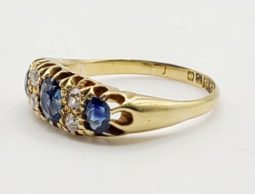 VICTORIAN SAPPHIRE DIAMOND RING C1880 SIZE O - ADDITIONAL PHOTO 5