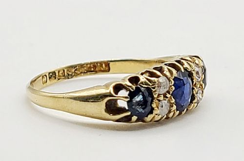 VICTORIAN SAPPHIRE DIAMOND RING C1880 SIZE O - ADDITIONAL PHOTO 6