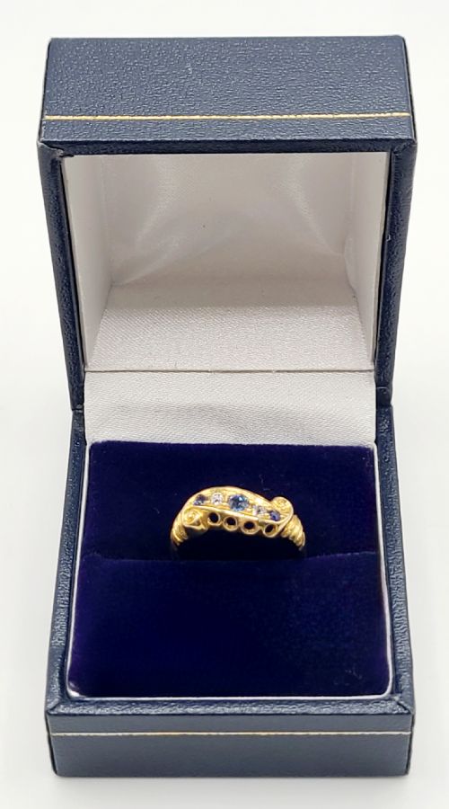EDWARDIAN SAPPHIRE DIAMOND 18CT GOLD RING SIZE K12 - ADDITIONAL PHOTO 1