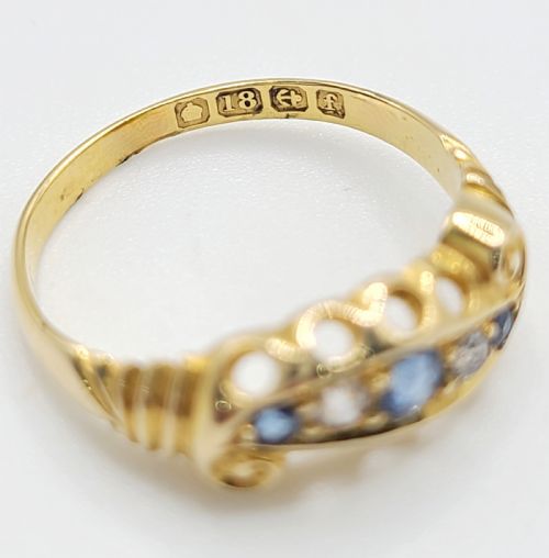 EDWARDIAN SAPPHIRE DIAMOND 18CT GOLD RING SIZE K12 - ADDITIONAL PHOTO 3