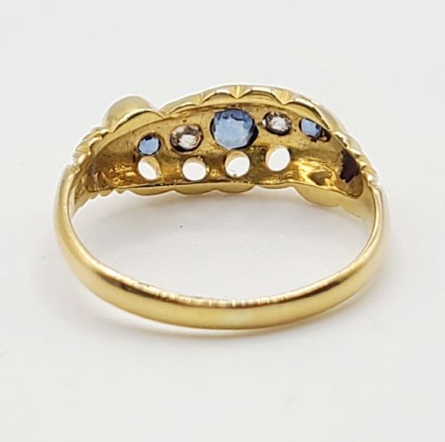 EDWARDIAN SAPPHIRE DIAMOND 18CT GOLD RING SIZE K12 - ADDITIONAL PHOTO 4
