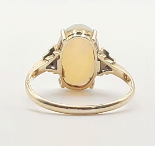 ART DECO ANTIQUE OVAL CUT OPAL 9CT GOLD RING C1930 SIZE N12 - ADDITIONAL PHOTO 5