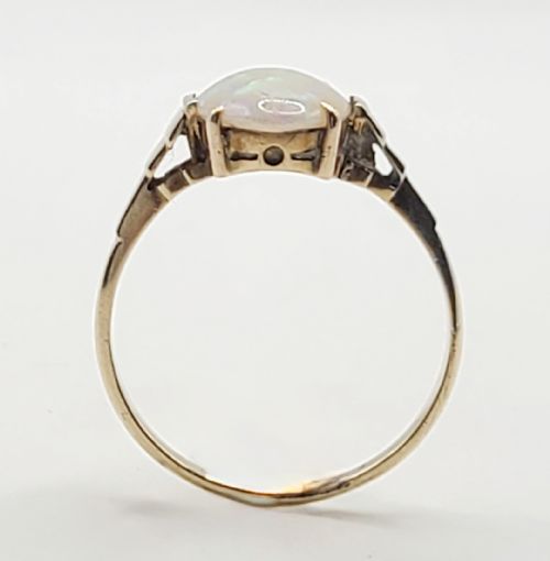 ART DECO ANTIQUE OVAL CUT OPAL 9CT GOLD RING C1930 SIZE N12 - ADDITIONAL PHOTO 7