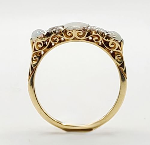 VICTORIAN 125CT OPAL 05CT DIAMOND 18CT GOLD RING SIZE O - ADDITIONAL PHOTO 7