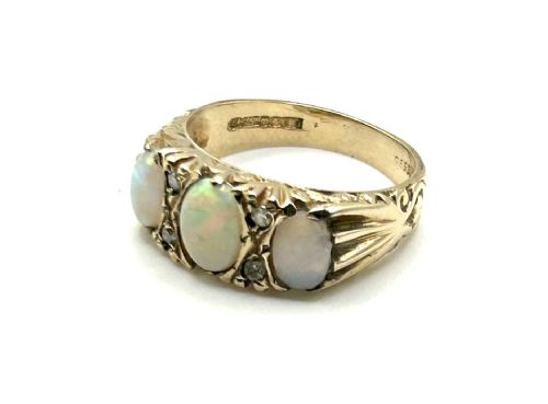 OPAL DIAMOND 9CT GOLD TRILOGY RING M12 - ADDITIONAL PHOTO 3
