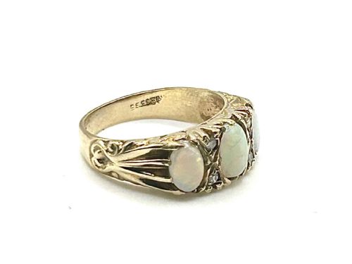 OPAL DIAMOND 9CT GOLD TRILOGY RING M12 - ADDITIONAL PHOTO 4