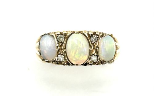 OPAL DIAMOND 9CT GOLD TRILOGY RING M12 - ADDITIONAL PHOTO 7