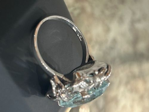 AQUAMARINE 10CT RING ON WHITE GOLD BAND C195060S P - ADDITIONAL PHOTO 2