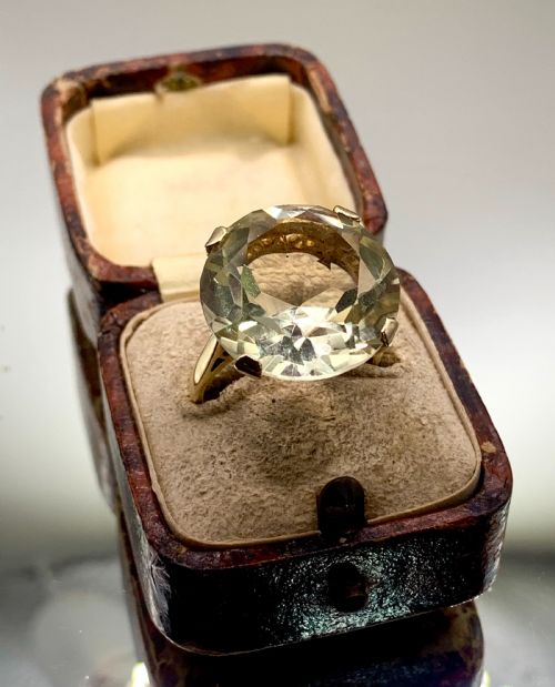 striking victorian antique citrine solitaire 9ct gold ring approx 20ct size n - CATEGORY: ANTIQUE JEWELLERY - DATED VICTORIAN