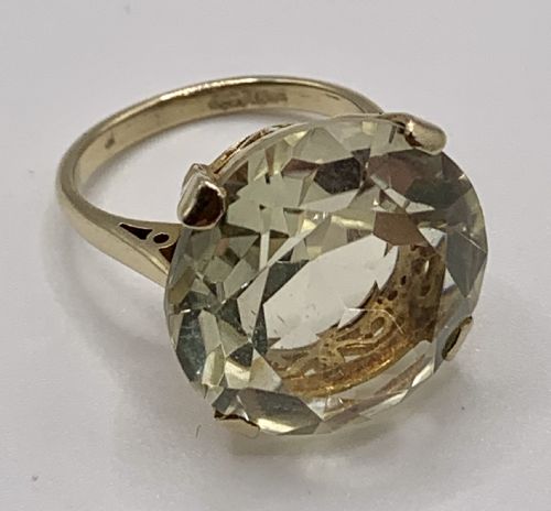 STRIKING VICTORIAN ANTIQUE CITRINE SOLITAIRE 9CT GOLD RING APPROX 20CT SIZE N - ADDITIONAL PHOTO 4