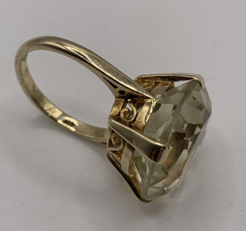 STRIKING VICTORIAN ANTIQUE CITRINE SOLITAIRE 9CT GOLD RING APPROX 20CT SIZE N - ADDITIONAL PHOTO 5