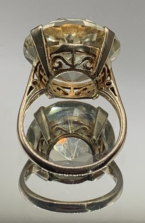 STRIKING VICTORIAN ANTIQUE CITRINE SOLITAIRE 9CT GOLD RING APPROX 20CT SIZE N - ADDITIONAL PHOTO 6