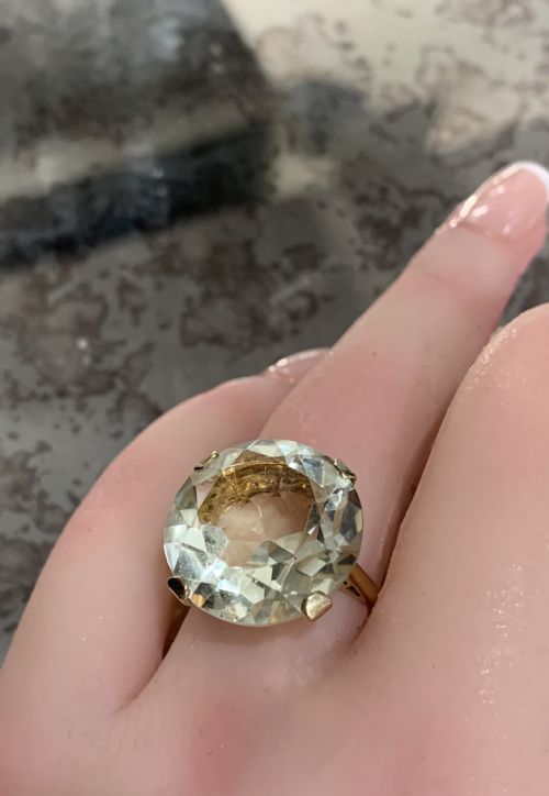 STRIKING VICTORIAN ANTIQUE CITRINE SOLITAIRE 9CT GOLD RING APPROX 20CT SIZE N - ADDITIONAL PHOTO 1