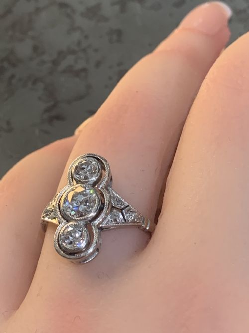 EXCEPTIONAL ART DECO OLD CUT DIAMOND C110 CTS AND PLATINUM RING C1920'S SIZE Q12 - ADDITIONAL PHOTO 3