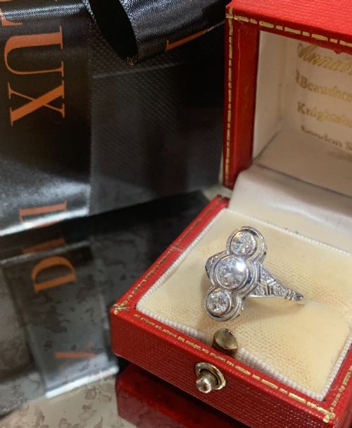 EXCEPTIONAL ART DECO OLD CUT DIAMOND C110 CTS AND PLATINUM RING C1920'S SIZE Q12 - ADDITIONAL PHOTO 4