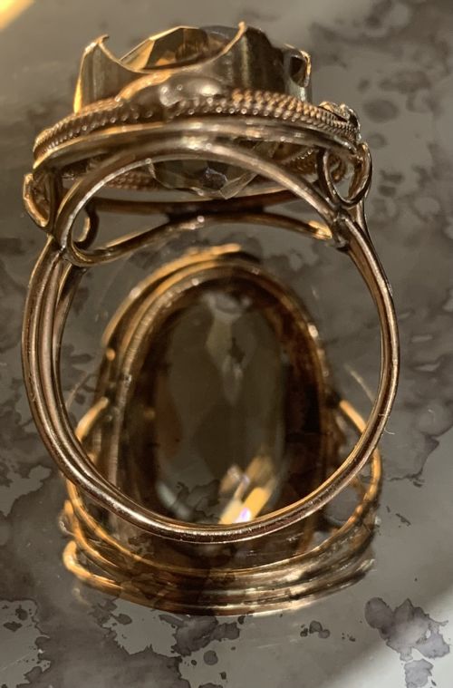VICTORIAN SMOKEY QUARTZ 14CT ROSE GOLD RING TESTED BY XRF SIZE Q - ADDITIONAL PHOTO 2