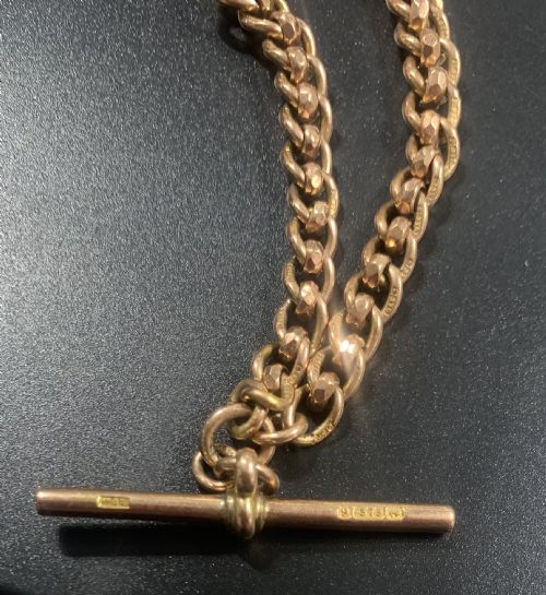 ANTIQUE ALBERT CHAIN 9CT GOLD ALL LINKS HALLMARKED - ADDITIONAL PHOTO 1