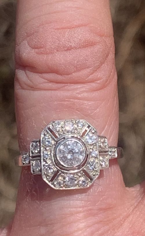 FRENCH ART DECO 18CT GOLD DIAMOND RING SIZE L - ADDITIONAL PHOTO 3
