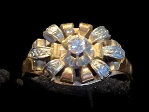 FRENCH ART DECO 18CT GOLD DIAMOND RING SIZE R 12