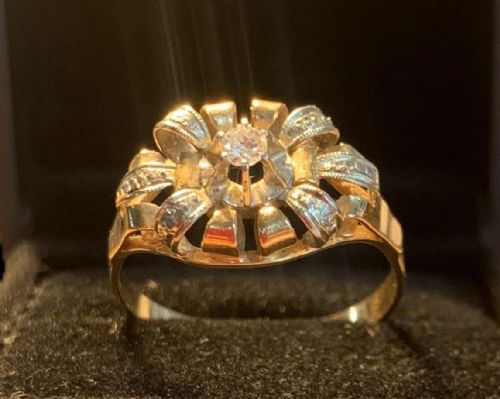 FRENCH ART DECO 18CT GOLD DIAMOND RING SIZE R 12 - ADDITIONAL PHOTO 1