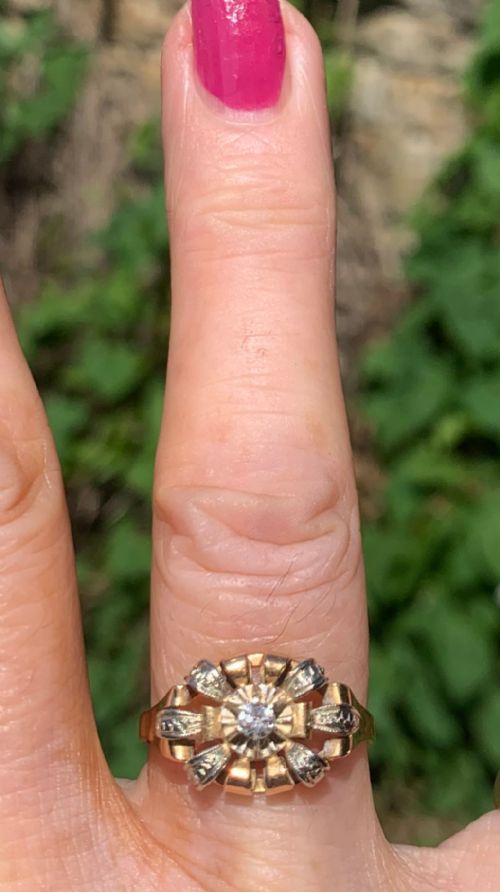 FRENCH ART DECO 18CT GOLD DIAMOND RING SIZE R 12 - ADDITIONAL PHOTO 5