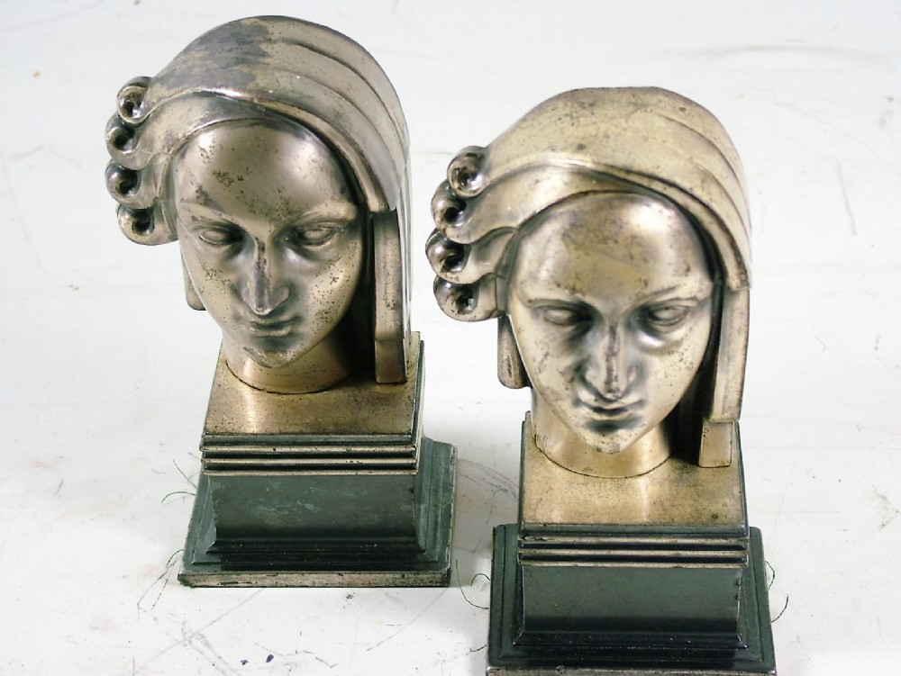 Stunning Pair of Machine Age/ Modernist American Art Deco Bookends c1925
