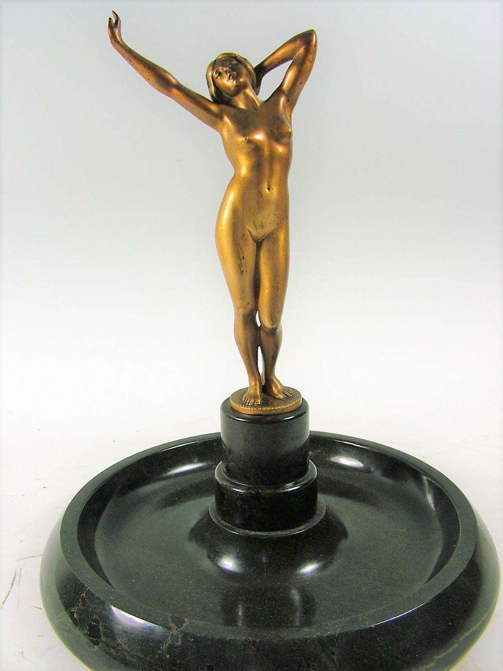 Large German Art Nouveau Gold Gilt Bronze Signed Rudolfi c1910