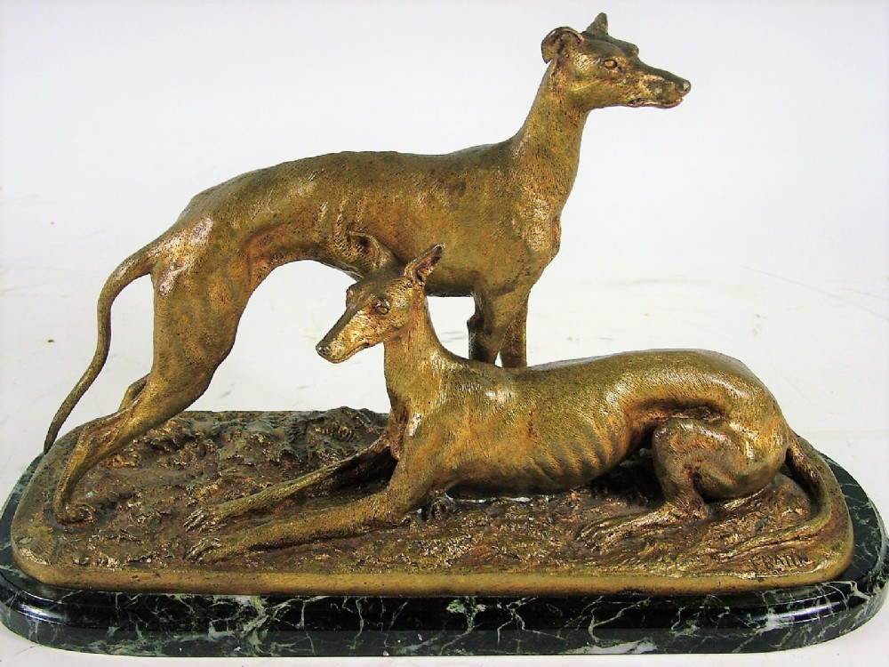 Very Fine Original French Bronze Greyhound Study by Christophe Fratin c1840-50