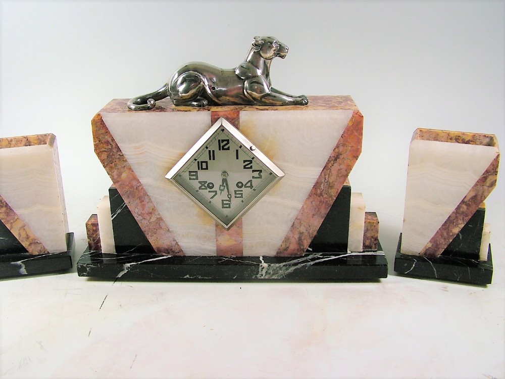 Original French Art Deco Panther Clock c1925