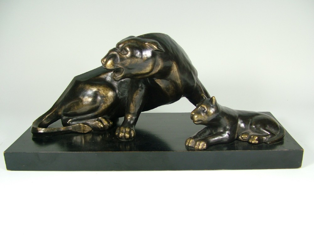 A panther and Cub Group by Georges Lavroff, Circa 1930