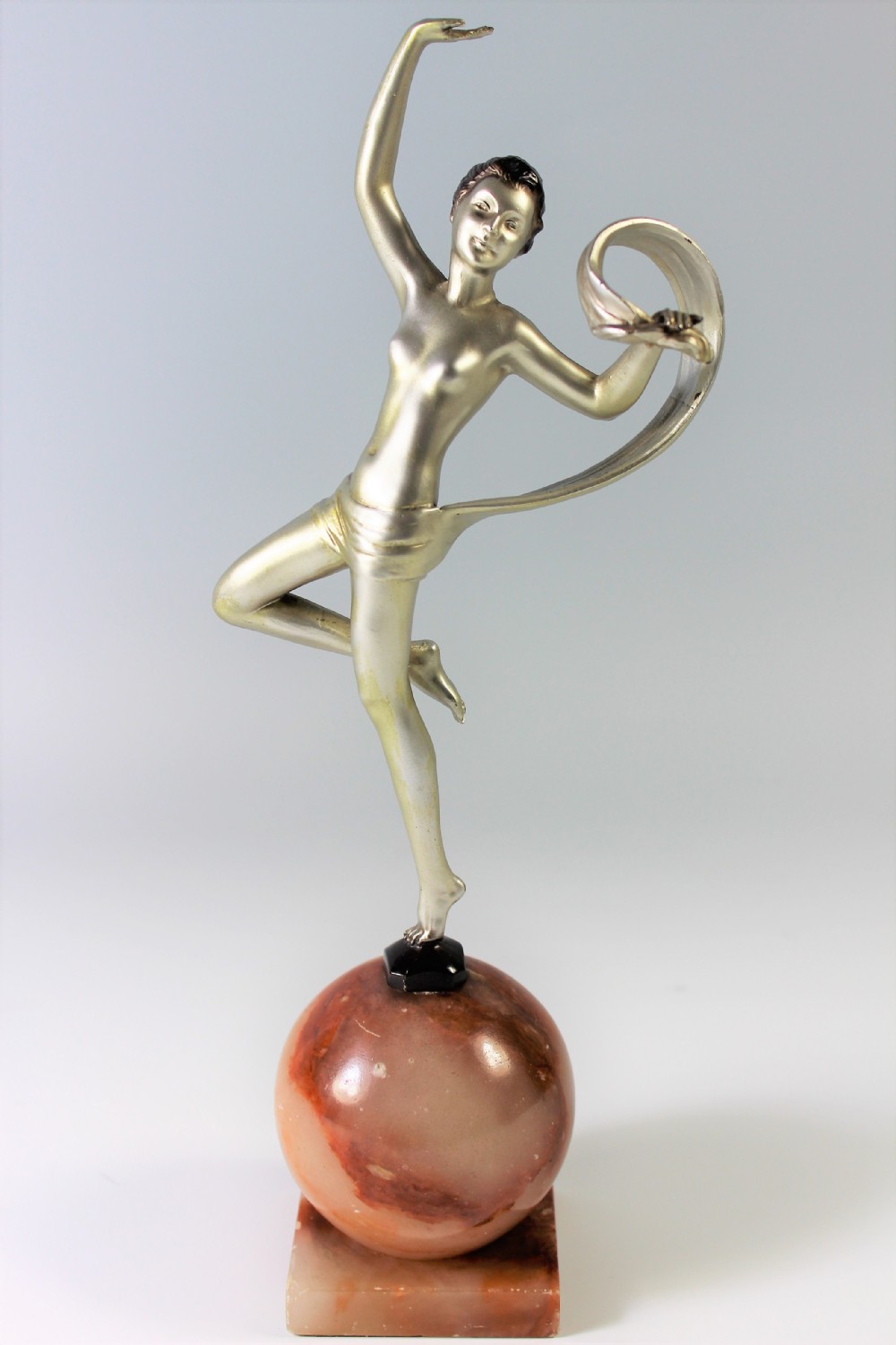 Austrian Art Deco Metal Nude Dancing Girl Attributed to Lorenzl c.1930