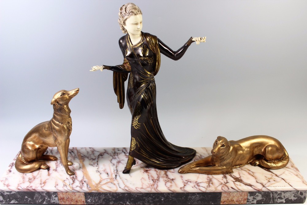 Original French Art Deco Figural Group by Menneville c.1920-30