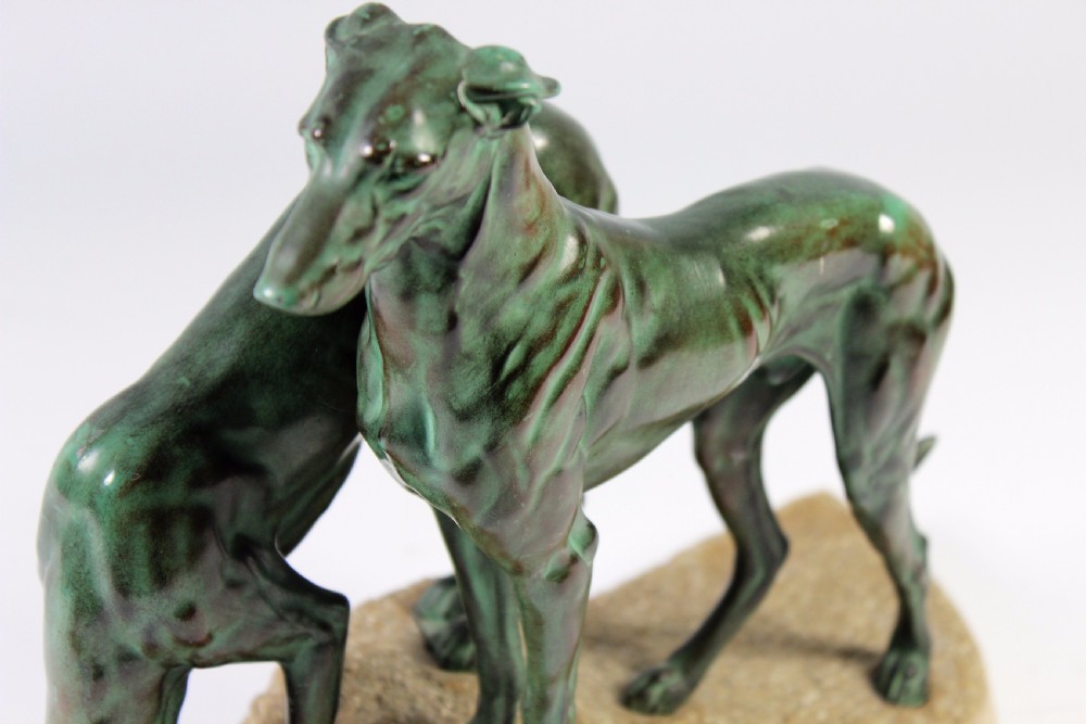 A Stunning Pair of French Art Deco Greyhounds by Jules Masson c1920-30 View VIII