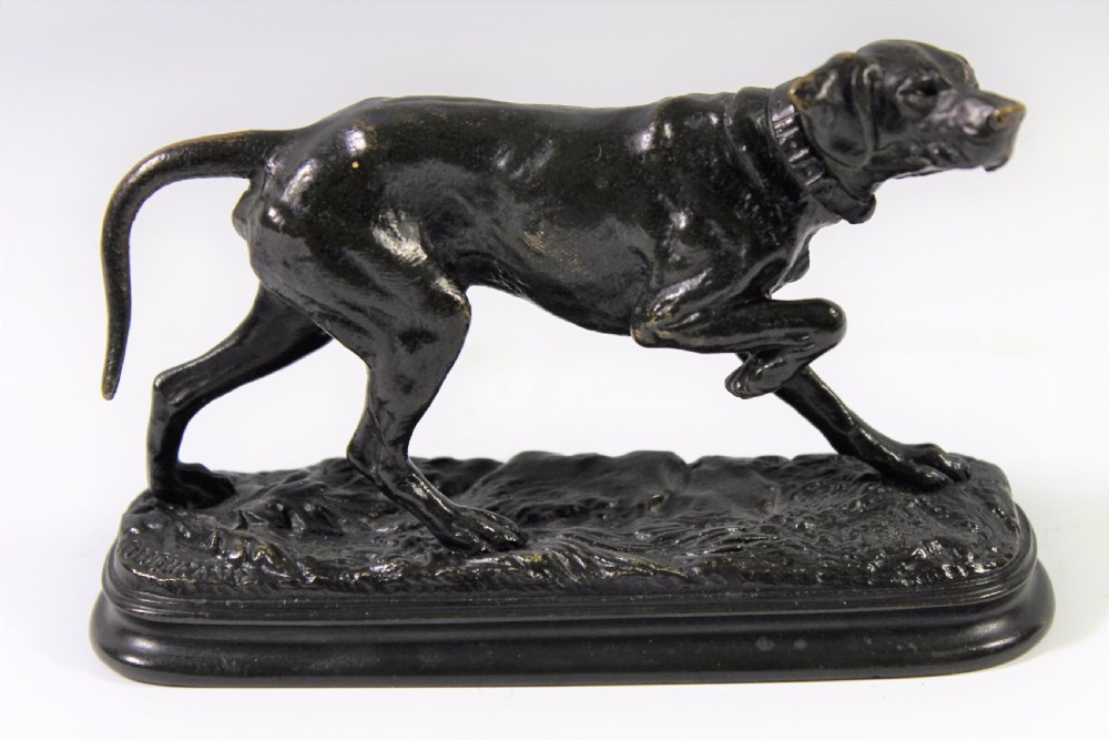 Original French Bronze Casting of a Pointer Dog by Alfred Dubucand c.1880